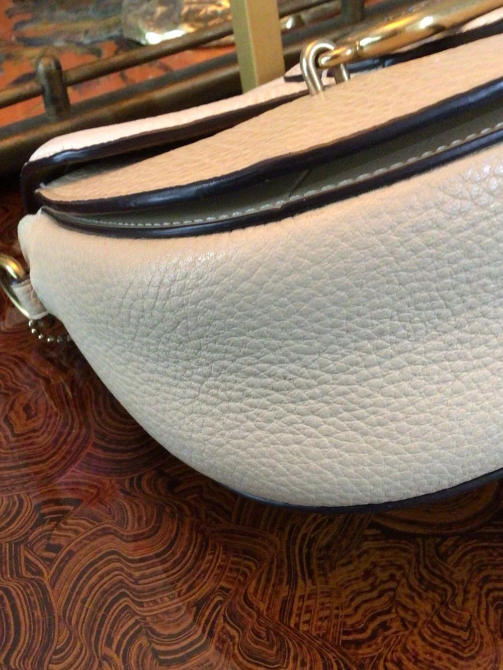 Coach Jade Two-Tone Colorblock Leather Saddle Crossbody with Gold Hardware